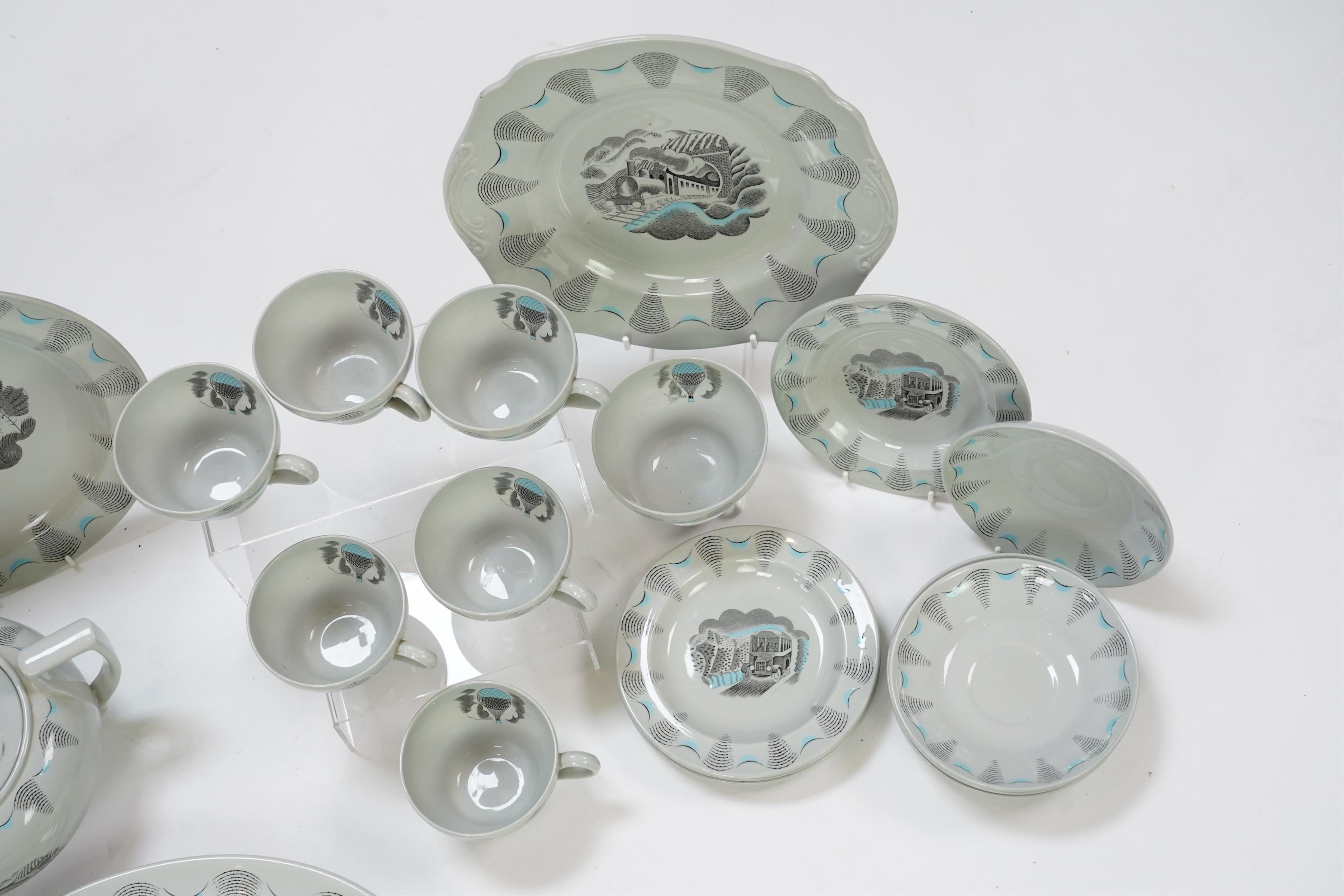 Eric Ravilious (1903-1942) for Wedgwood: A 'Travel' pattern part tea and dinner service